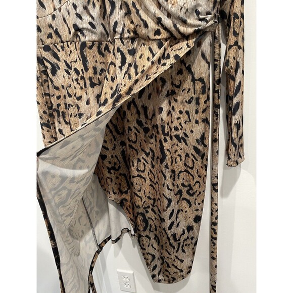 Venus Faux Wrap Leopard Dress Womens Plus Size 2X Long Sleeve‎ - Picture 4 of 6